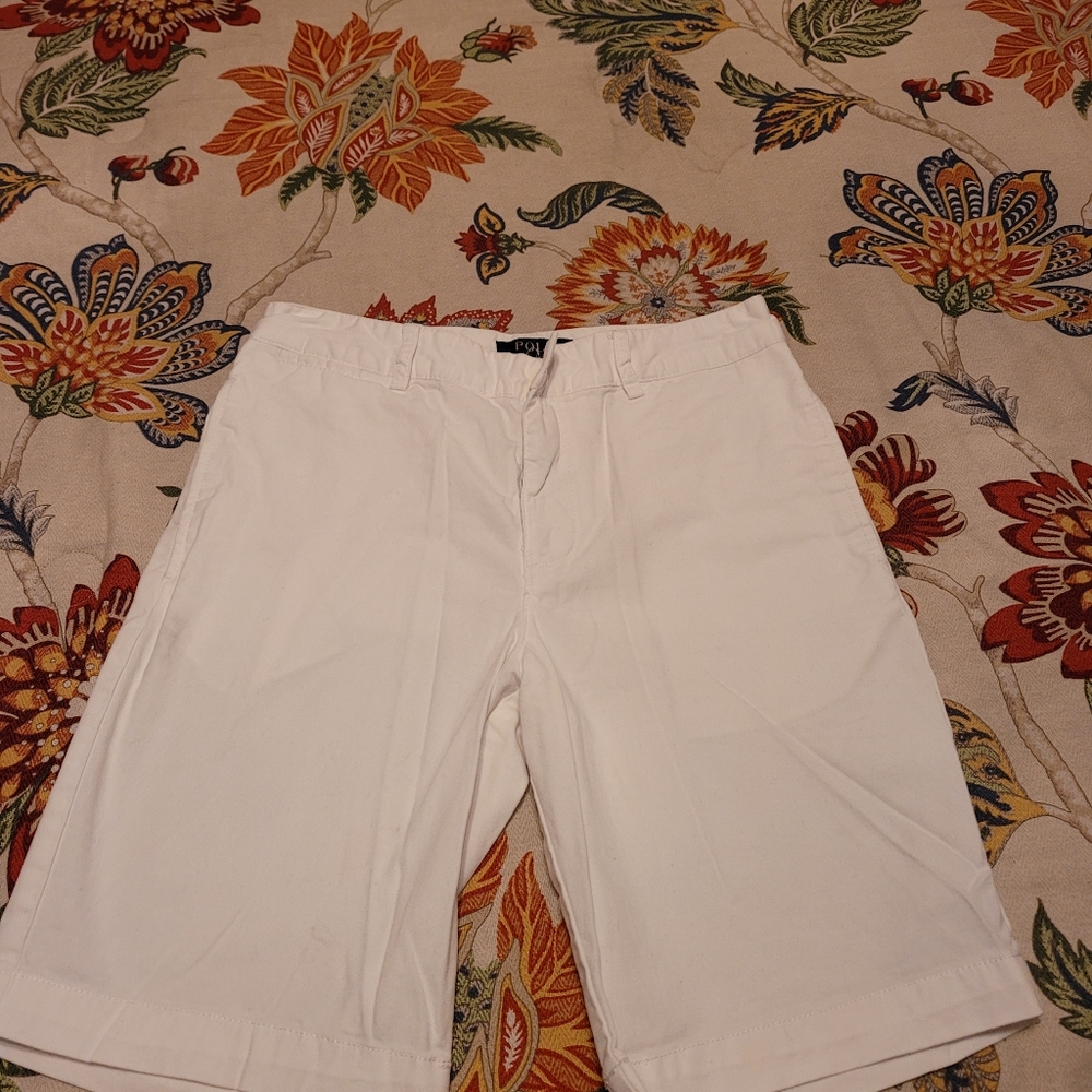Boys Polo Shorts Size 14 White